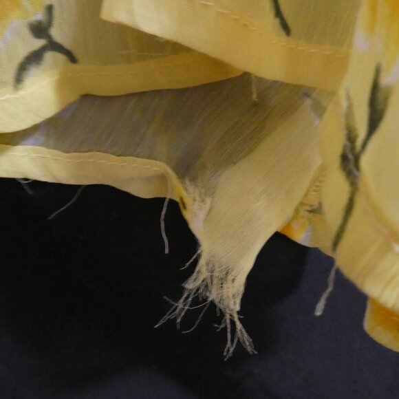 ATMOSPHERE | size 10 | Yellow Floral Print Bell Sleeve Blouse | Back Button - Picture 16 of 16